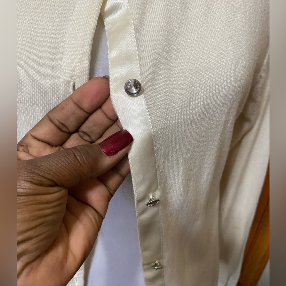 Jaclyn Smith Rhinestone Button Cardigan - Picture 2 of 4